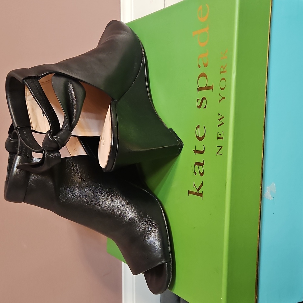 Kate Spade Black Open-Toe Wedges